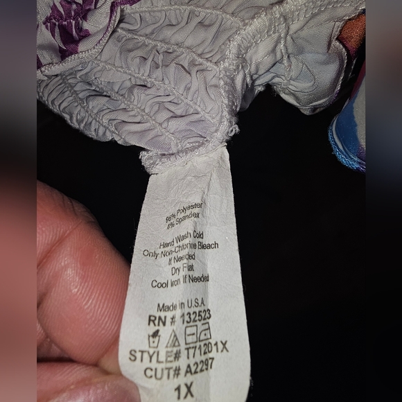 Deb Colorful Short Sleeve Abstract Print Top With Sequin Sz XL - Picture 5 of 5